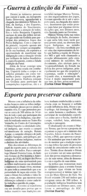 Guerra `a  extinção da FUNAI - Esporte para preservar a cultura