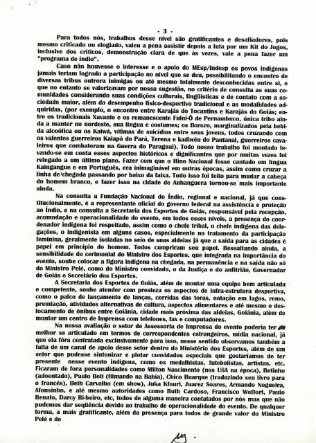 Relatório Indígena sobre as atividades tradicionais dos "esportes indígenas" e o Ministério dos esportes do Brasil  (c