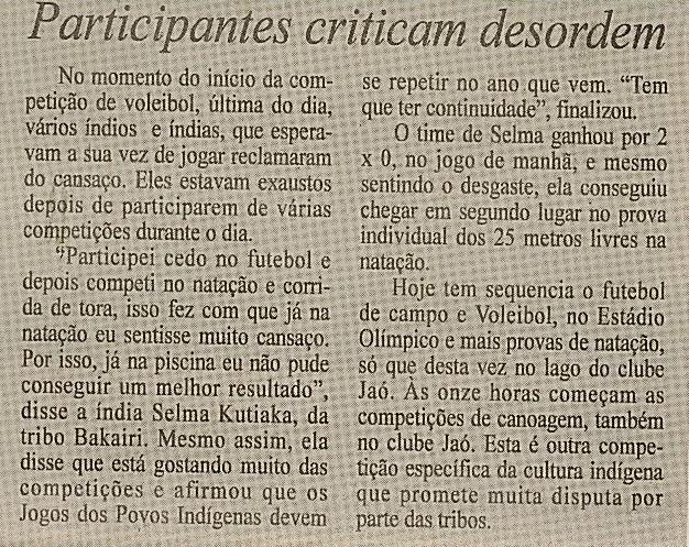 Participantes criticam desordem