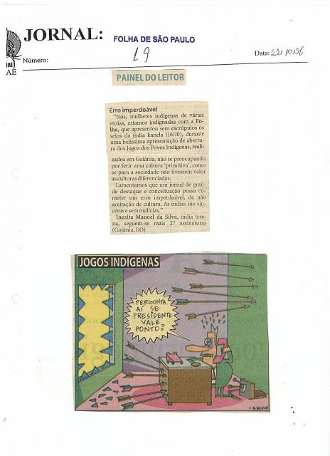 Painel do Leitor Jogos Indígenas 22/10/1996