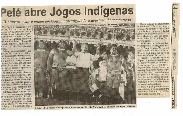 Pelé abre Jogos Indígenas 17/10/1996