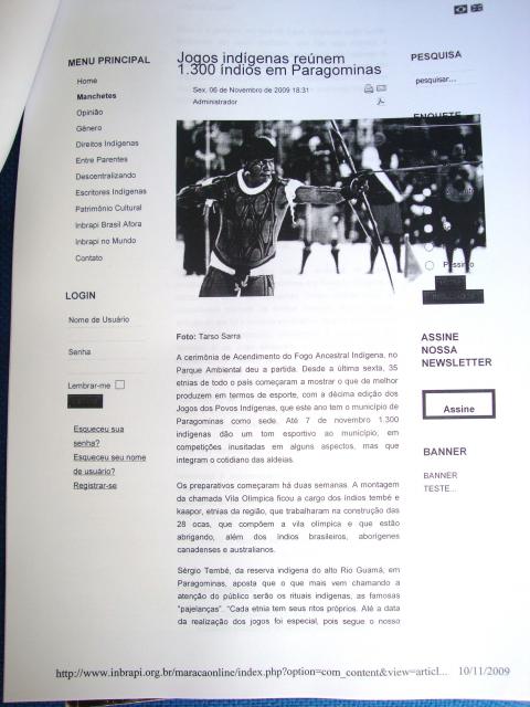 Jogos Indígenas reúnem 1300 índios em Parafominas - 06/11/2009