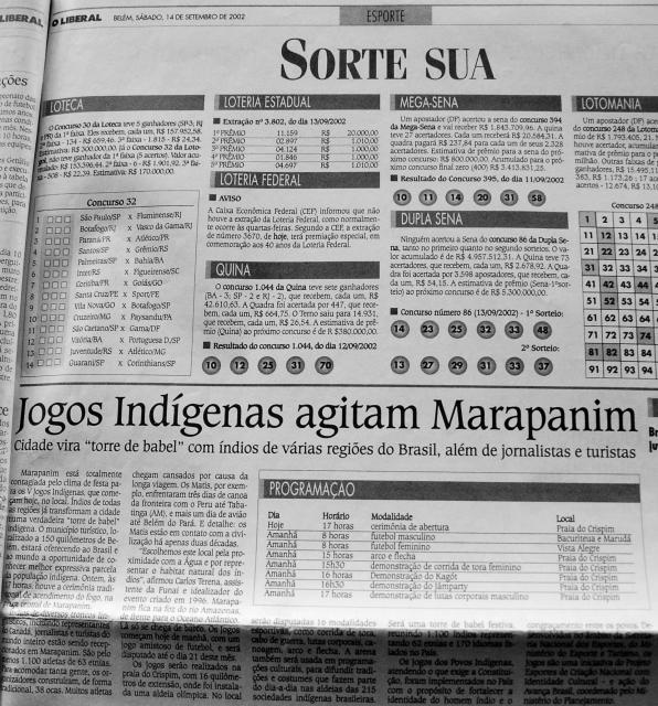 Jogos Indígenas agitam Marapanim 14/09/2002