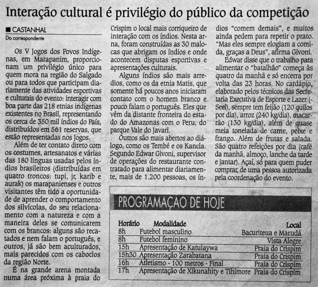 Interação cultural é privilégio do público da competição