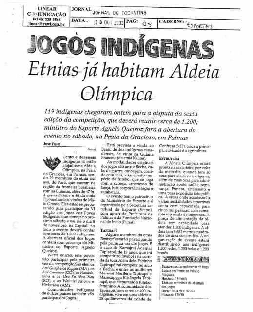 Etnias já habitam Aldeia Olímpica 30/10/2003