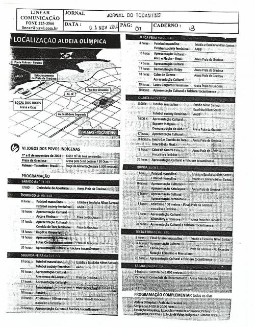 Localização da Aldeia Olímpica 01/11/2003