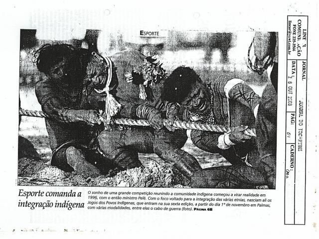 Esporte comanda a integração indígena 26/10/2003